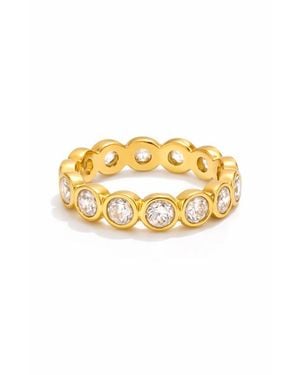 Kellery Stainless Steel Round Cubic Zirconia Bezel Eternity Ring - Metallic