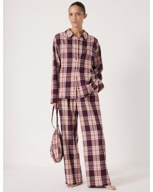 Hush Cotton Check Print Pajamas - Red