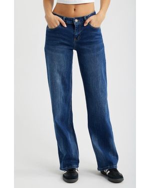 YMI Brittany Butterfly Pocket Low Rise Wide Leg Jeans - Blue