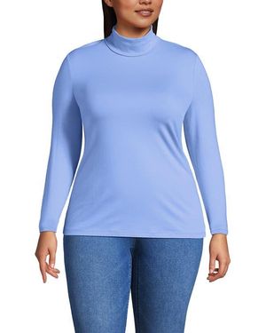 Lands' End Lightweight Jersey Skimming Long Sleeve Turtleneck - Blue