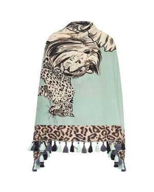 Maison Common Printed And Embroidered Scarf With Tassels - Multicolor