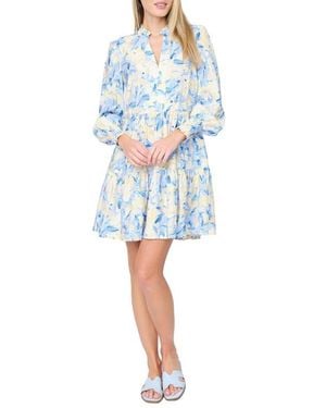 Gibsonlook Decked Out Print Long Sleeve Dress - Blue