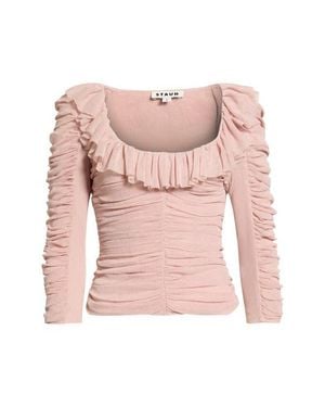 STAUD Gretta Ruched Ruffle Top - Pink