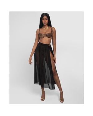 TA3 Sheer Slit Mini Cover-Up Skirt - Black