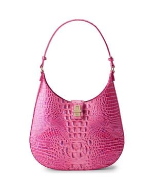 Brahmin Fallon Croc Embossed Leather Shoulder Bag - Pink