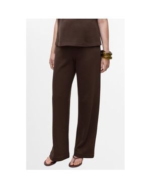 Mango Cotton Blend Wide Leg Maternity Pants - Brown