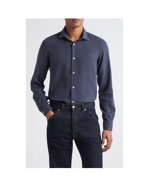 Boglioli Spread Collar Long Sleeve Button Shirt - Blue