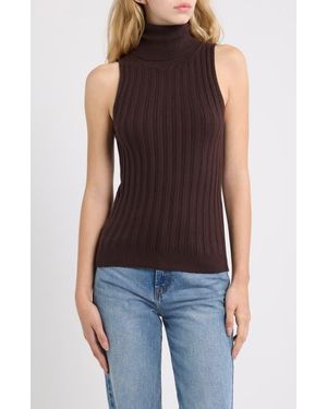 DELUC Ben Sleeveless Turtleneck Sweater - Brown