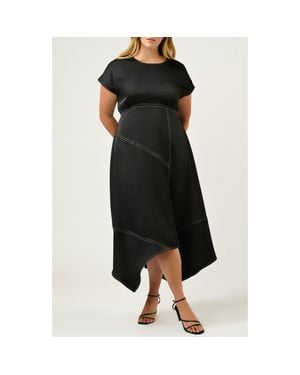 Estelle Josephine Handkerchief Hem Dress - Black