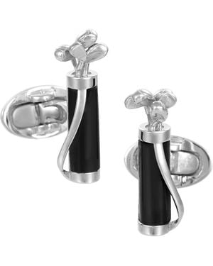 Jan Leslie Golf Bag And Clubs Gemstone Sterling Cufflinks - Metallic