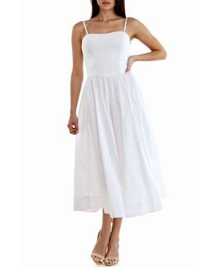 Socialite Corset Detail Sleeveless Midi Dress - White