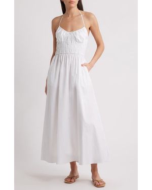 Solid & Striped The Lolita Smocked Cotton Cover-Up Halter Dress - Multicolor