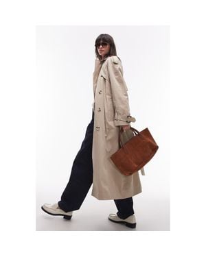 TOPSHOP Longline Oversize Trench Coat - Brown