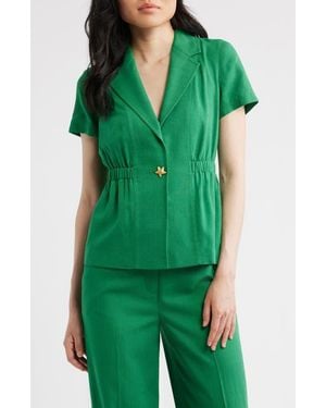 Tahari Short Sleeve One-Button Jacket - Green