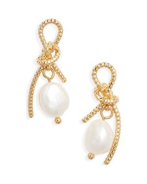 Kenneth Jay Lane Faux Pearl Bow Earrings - Metallic