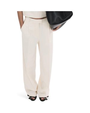Mango Cadena Pantalon Pinstripe Pants - White