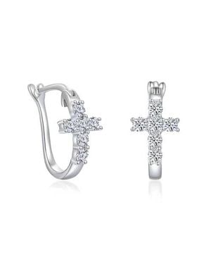 Donatello Gian Sterling Crystal Cross Earrings - Metallic