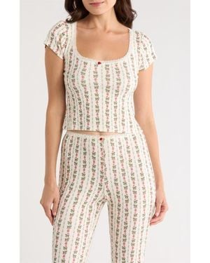 Kilo Brava Print Short Sleeve Pajama Top - White