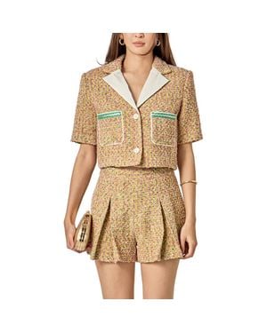 English Factory Crop Tweed Jacket - Natural