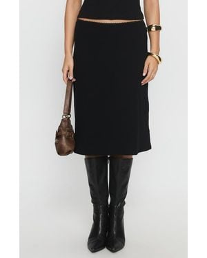 Princess Polly Baseline Stretch Recycled Cotton Rib Midi Skirt - Black