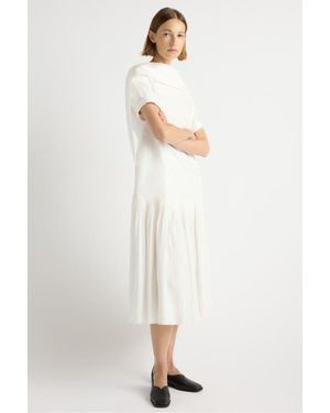 MODERN CITIZEN Babba Shirred Scarf-Neck Dress - White