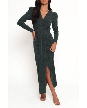 Petal & Pup Grayson Long Sleeve Ruched Maxi Dress - Black