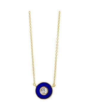 Syna Enamel Disc Necklace - Blue