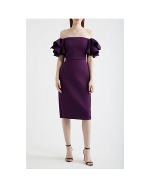 Eliza J Ruffle Sleeve Off The Shoulder Cocktail Dress - Purple