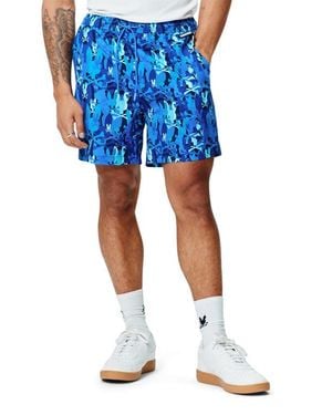 Psycho Bunny Tanner Camo Bunny Print 6-Inch Swim Trunks - Blue
