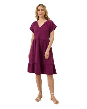 Pact Organic Cotton Coastal Double Gauze Beach To Brunch Dress in Purple