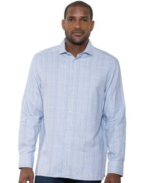 Luchiano Visconti Tri Color Basket Weave Shirt - Blue