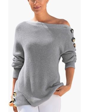 Lascana Button Detail Sweater - Gray