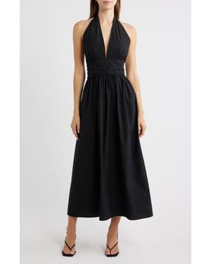 DELUC Cassis Halter Cotton Poplin Maxi Dress - Black
