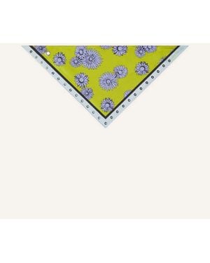 Lanvin Triangle Silk Scarf With Marguerite Motifs - Yellow