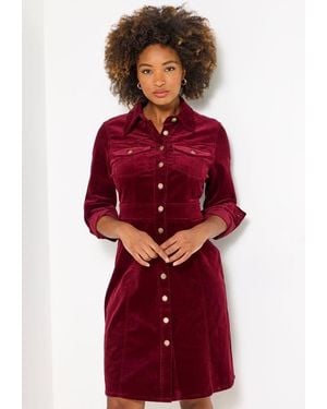 Joe Browns Corduroy Shirt Dress - Red
