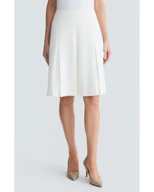 Kasper Pleated Stretch Crepe Skirt - White
