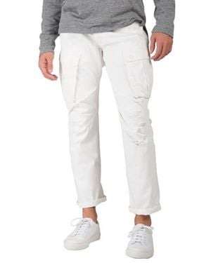 Level 7 Distressed Slim Straight Cargo Jeans - White