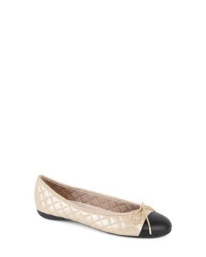 Paul Mayer Best Cap Toe Quilted Ballet Flat - Natural