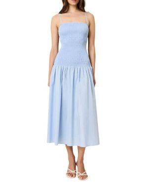 Solid & Striped The Vida Smocked Sleeveless Maxi Dress - Blue