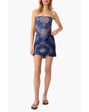 Cami NYC Aviva Stretch Silk Miniskirt - Blue