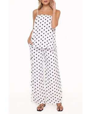 Petal & Pup Kristy Polka Dot Tank & Wide Leg Pants Set - White