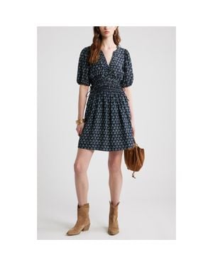 Treasure & Bond Print Puff Sleeve Minidress - Blue