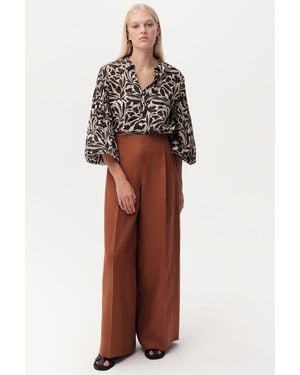 Exquise Clarette Wide Leg Linen Pants - Brown