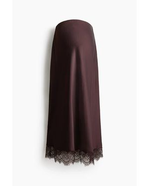 H&M Mama Lace-Trimmed Satin Skirt - Purple
