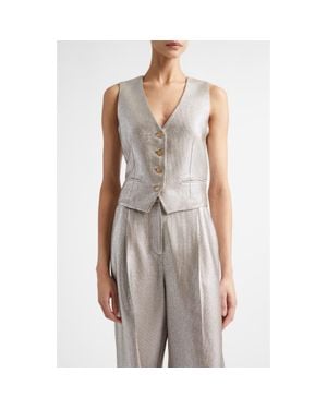 St. John Lamé Suiting Vest - Gray