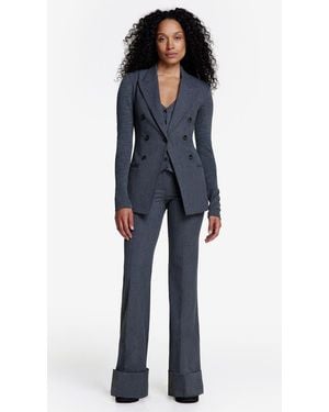 Smythe Wide Leg Cuffed Trouser - Blue