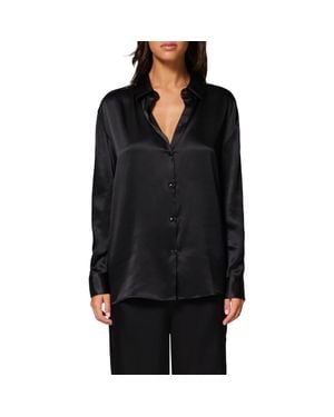 Simone Perele Love Me Silk Blend Button-Up Shirt - Black