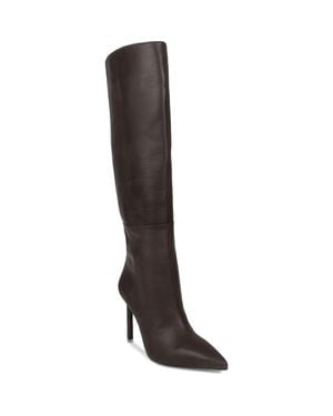 Black Suede Studio Taylor Croc Embossed Pointed Toe Boot - Black