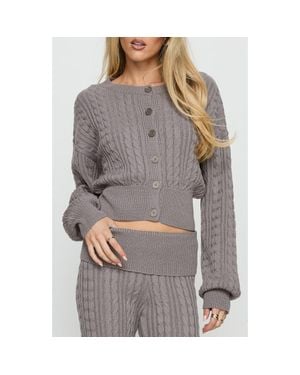 Princess Polly Baleigh Cable Stitch Cardigan - Gray
