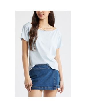 BP. Relaxed Fit Boat Neck Cotton T-Shirt - Blue